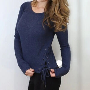 Blue lace up side top